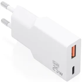 Cargador de Pared GaN Aisens A110-1000/ 1xUSB Tipo-C/ 1xUSB/ 25W/ Blanco