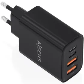 Cargador de Pared GaN Aisens A110-1028/ 2xUSB Tipo-C/ 2xUSB/ 32W/ Negro