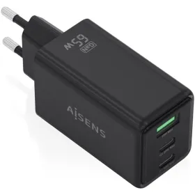 Cargador de Pared GaN Aisens ASCH-65W3P073-BK/ 2xUSB Tipo-C/ 1xUSB/ 65W/ Negro