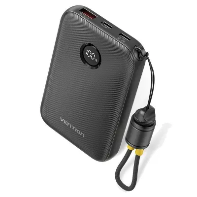 Powerbank 10000mAh Vention FKAB0-C/ 22.5W/ Negra/ Incluye Cable USB Tipo-C