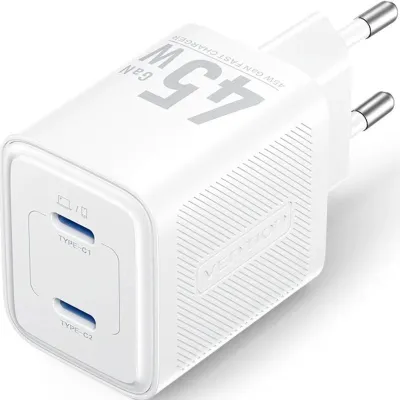 Cargador de Pared GaN Vention FEFW0-EU/ 2xUSB Tipo-C/ 45W
