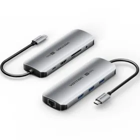 Docking USB Tipo-C Vention TQLHB/ 1xHDMI 4K/ 3xUSB/ 1xUSB Tipo-C PD/ 1xRJ45/ 1xJack 3.5mm/ 1xLector de Tarjetas/ Gris