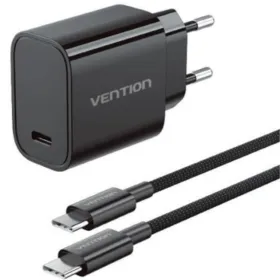 Cargador de Pared GaN Vention G18B0-EU/ 1xUSB Tipo-C + Cable USB Tipo-C/ 30W