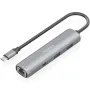 Hub USB Tipo-C Aisens ASUC-4P039-GR/ 1xUSB Tipo-C/ 2xUSB/ 1xRJ45/ Gris