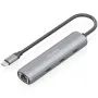 Hub USB Tipo-C Aisens ASUC-4P041-GR/ 3xUSB Tipo-C/ 1xRJ45/ Gris