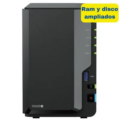 NAS Synology Diskstation DS225+/ 2 Bahías 3.5'- 2.5'/ 6GB DDR4/ 8TB/ Formato Torre