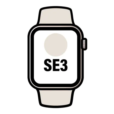 Apple Watch SE3/ GPS/ Cellular/ 40mm/ Caja de Aluminio Blanco Estrella/ Correa Deportiva Blanco Estrella S/M
