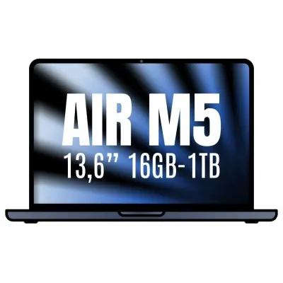 Apple Macbook Air 13,6'/ M5 10-Core CPU/ 16GB/ 1TB SSD/ 10-Core GPU/ Medianoche