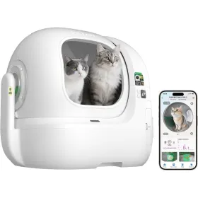 Arenero para Gatos Autolimpiable PetKit PuroBot Max Pro 2/ 76L/Control desde APP/ Blanco