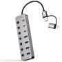 Hub USB + USB Tipo-C Nanocable 10.16.4510/ 4xUSB/ 3xUSB Tipo-C/ 1xUSB Tipo-C PD/ Gris