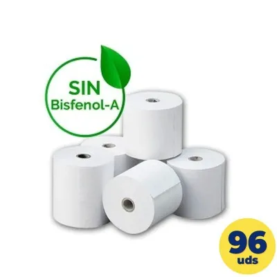 Caja de Rollos de Papel Térmico Genérico 80x55 BPAF/ 80 x 55mm/ 12 paquetes/ 96 unidades