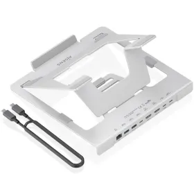 Soporte de Sobremesa - Docking USB Tipo-C Aisens ASUC-7P046-GR/ 2xUSB/ 1xUSB Tipo-C/ 2xHDMI/ 1xRJ45/ 1xUSB Tipo-C PD/ Gris