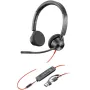 Auriculares Poly Blackwire 3325 + Adaptador USB-C/A/ con Micrófono/ Jack 3.5mm/ Negro