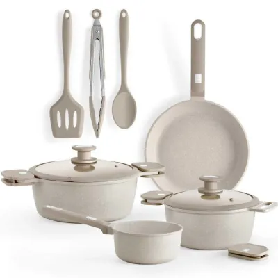 Pack Batería de Cocina Monix Denmark/ Cazo Ø16cm/ Sarten Ø24cm/ Cacerolas Ø20 - 24cm/ Aluminio Fundido/ Apta para Inducción