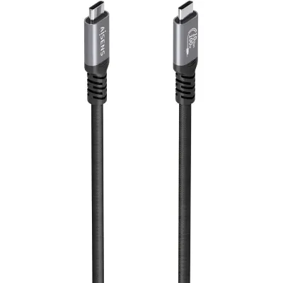 Cable USB 3.2 Tipo-C Aisens A107-0990/ USB Tipo-C Macho - USB Tipo-C Macho/ Hasta 100W/ 10Gbps/ 5m/ Negro